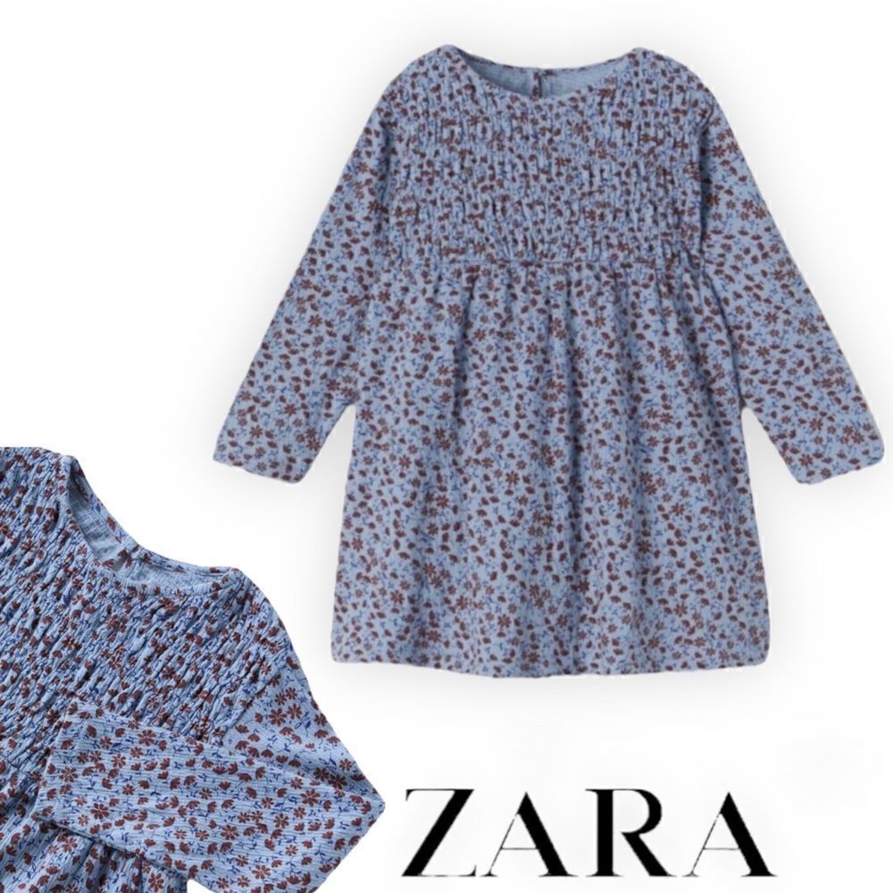 ZARA Kids | Blue | TEXTURED FLORAL DRESS